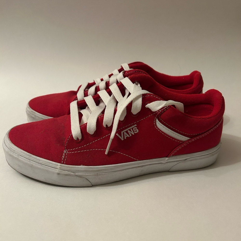 Vans Red and White Classic Skate Sneakers
